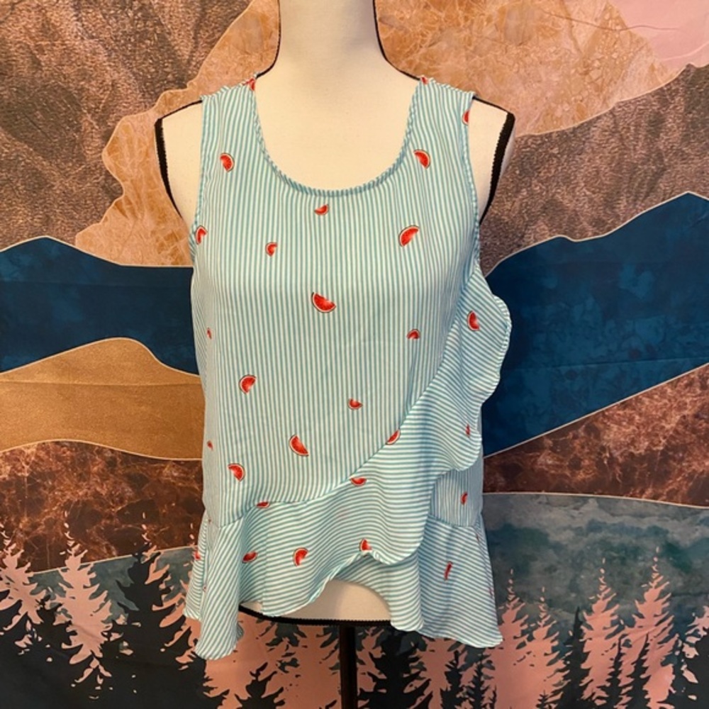 Coverstitched watermelon tank size small